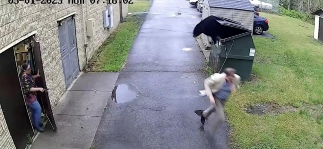 Fotografia dimineții - Un urs iese din pubela de gunoi la o școală din Summersville, SUA, în timp ce un profesor fuge de el după ce l-a văzut